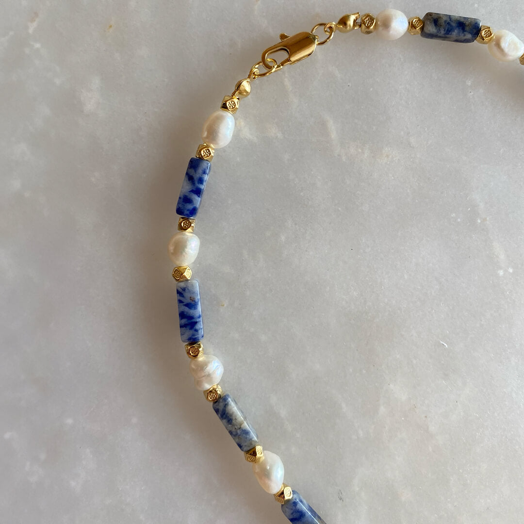 Sodalite Pearl Necklace